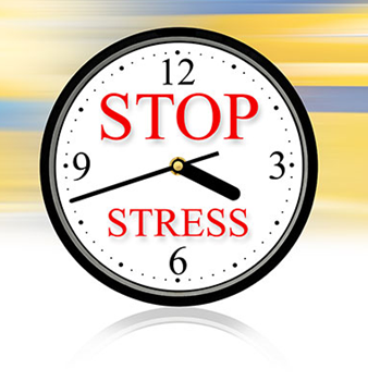 Klok met tekst stop stress voor massageolie ontspanning