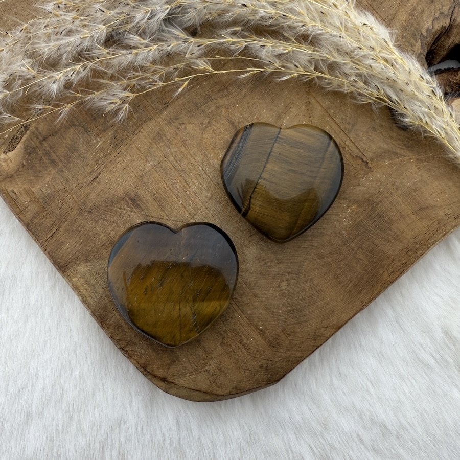 tijgeroog hart kristal, van de groene linde voor meer zelfvertrouwen