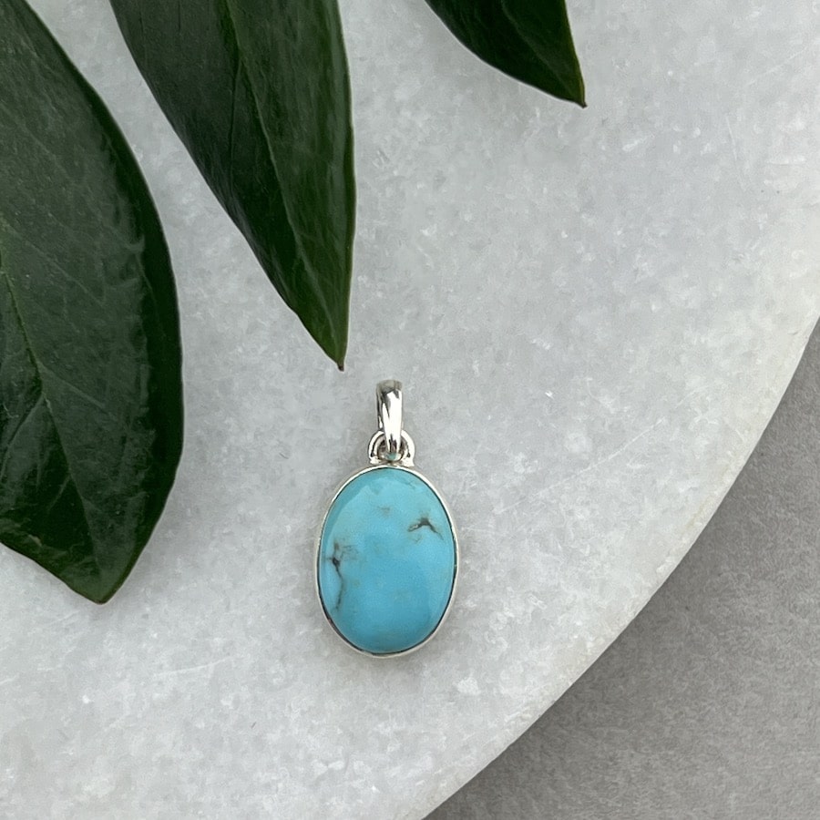 turkoois zilveren hanger van de groene linde