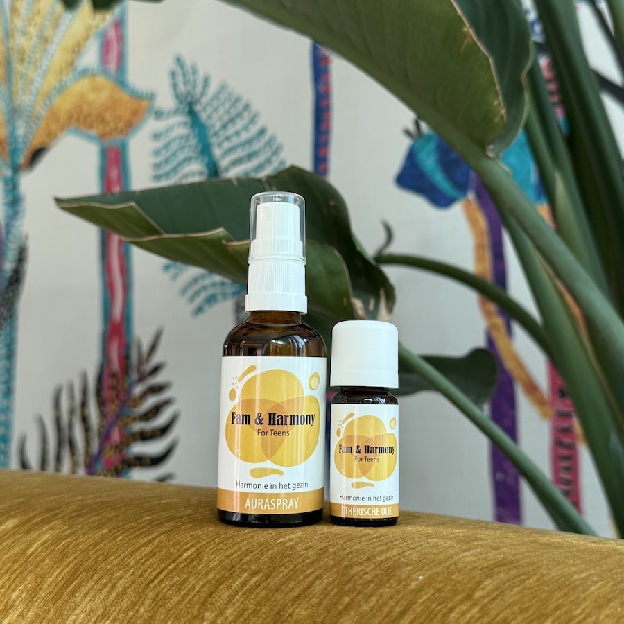 fam & harmony auraspray en etherische olie van de groene linde